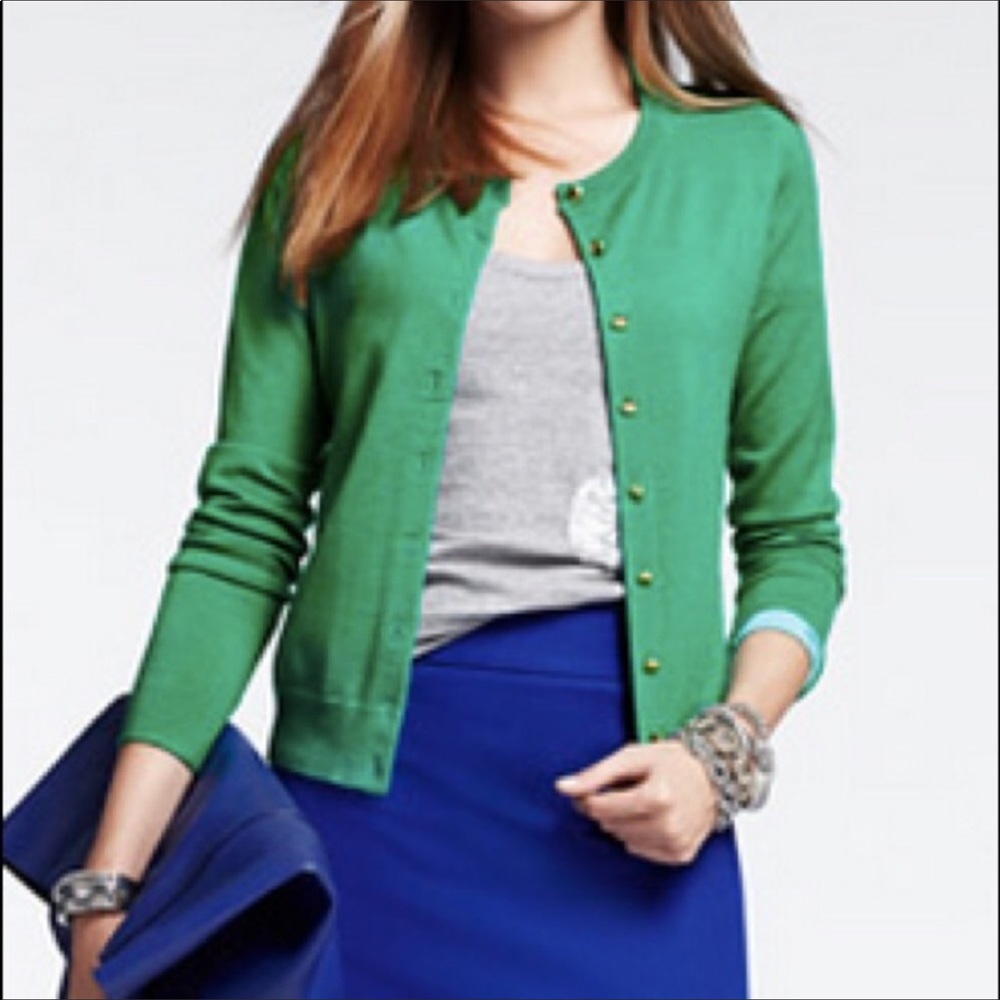 Banana Republic Green Round Neck Merino Cardigan